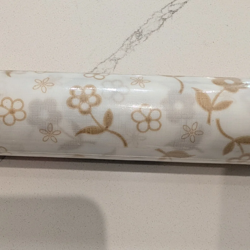 Vintage 1978 Rubbermaid White Floral Shelf Liner with Tack Back Adhesive Set/2